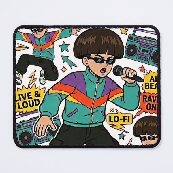 Item preview, Retro Bowl Cut Demon 90s Beats designed and sold by Tel A Pet.