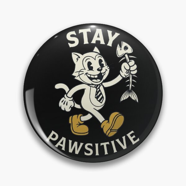 Item preview,  Stay Pawsitive Retro Cat Cartoon Fish Vintry Off designed and sold by VintryOff.