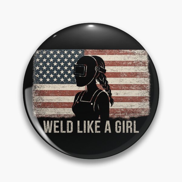 Item preview, Weld Like A Girl - Female Welder Vintage American Flag Design designed and sold by RusticMeadow.