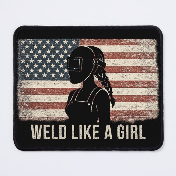 Item preview, Weld Like A Girl - Female Welder Vintage American Flag Design designed and sold by RusticMeadow.