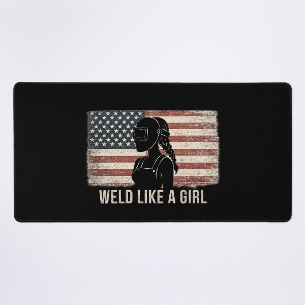Item preview, Weld Like A Girl - Female Welder Vintage American Flag Design designed and sold by RusticMeadow.
