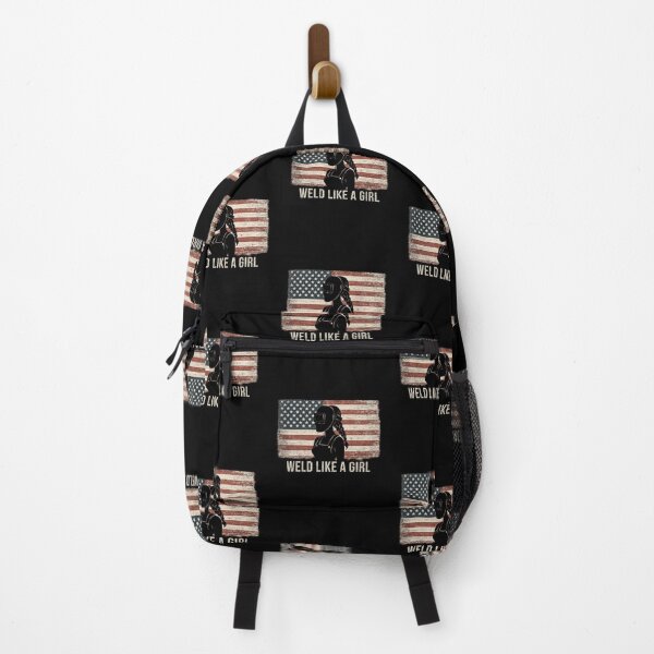 Item preview, Weld Like A Girl - Female Welder Vintage American Flag Design designed and sold by RusticMeadow.