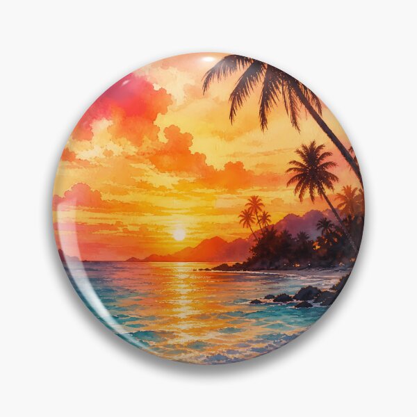 Item preview, Watercolor Tropical Beach Sunset Landscape designed and sold by LuisWorks.