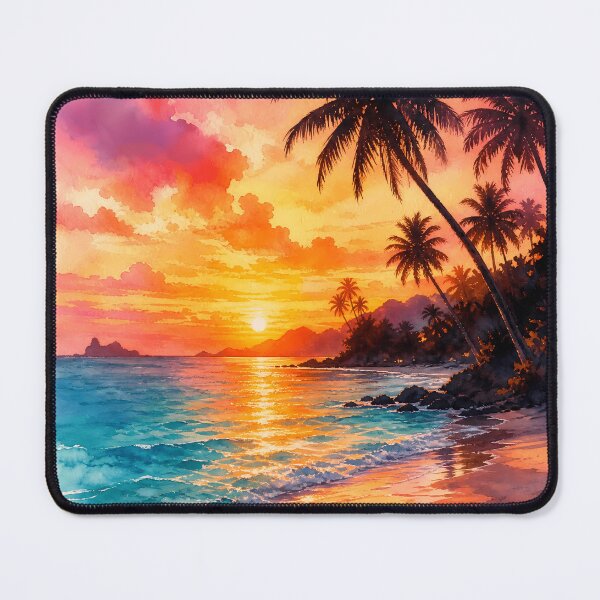 Item preview, Watercolor Tropical Beach Sunset Landscape designed and sold by LuisWorks.