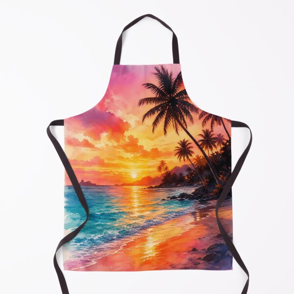 Item preview, Watercolor Tropical Beach Sunset Landscape designed and sold by LuisWorks.