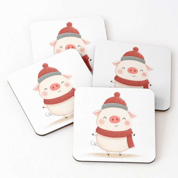 Item preview, Cute little piggy wearing hat and scarf designed and sold by Baart72.