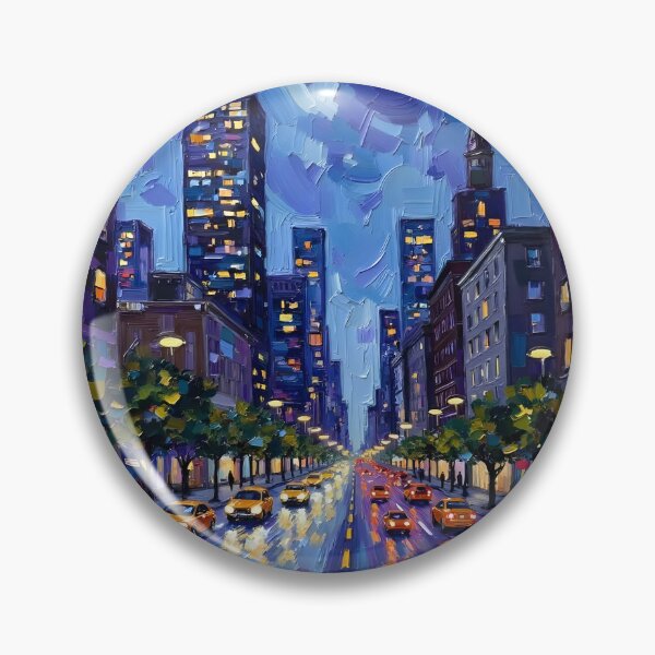 Item preview, New York City Night Street Painting – Empire State & Yellow Taxis Impasto Art | NYC Cityscape Wall Art Canvas designed and sold by Nene's design.