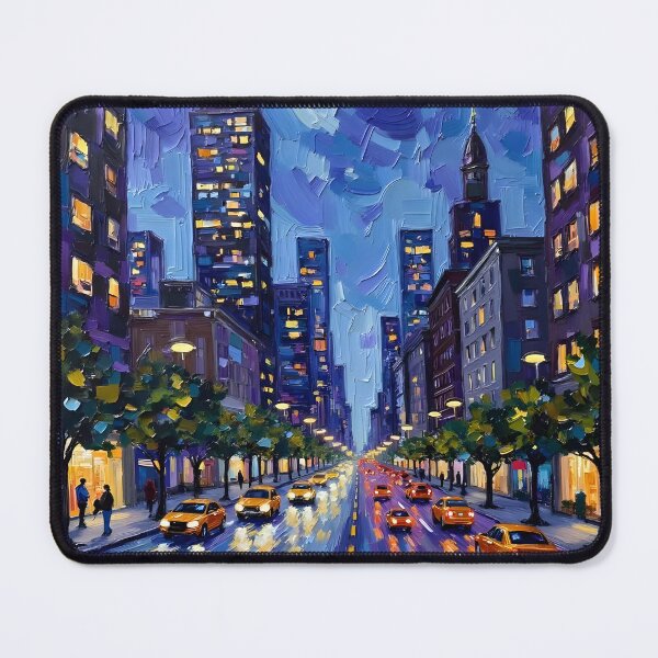 Item preview, New York City Night Street Painting – Empire State & Yellow Taxis Impasto Art | NYC Cityscape Wall Art Canvas designed and sold by Nene's design.