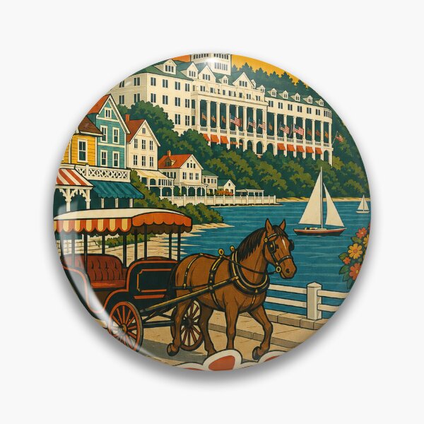 Item preview, Mackinac Island USA Travel Souvenir - Retro Illustration designed and sold by VisualArtsOasis.