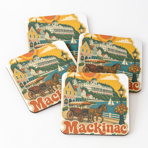 Item preview, Mackinac Island USA Travel Souvenir - Retro Illustration designed and sold by VisualArtsOasis.