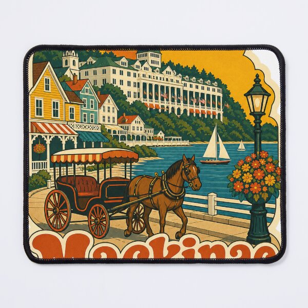 Item preview, Mackinac Island USA Travel Souvenir - Retro Illustration designed and sold by VisualArtsOasis.