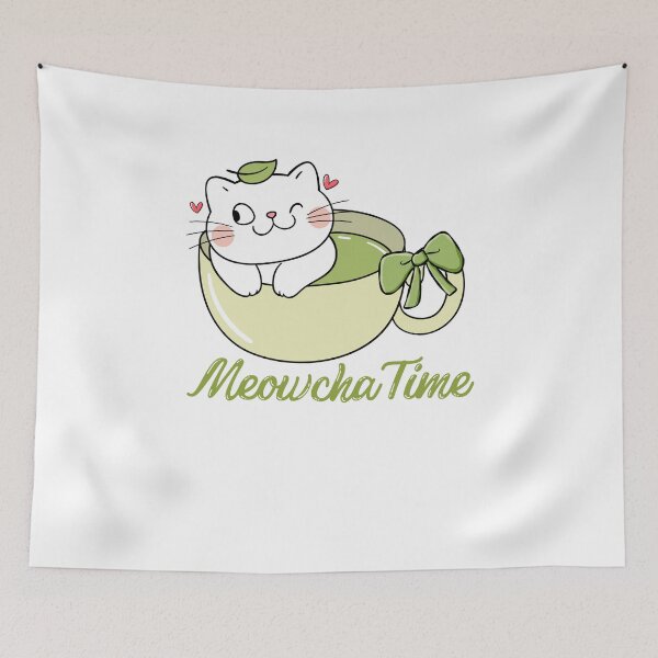 Item preview, Meowcha Time Kawaii Cat Matcha Latte Lover designed and sold by thebest-2studio.