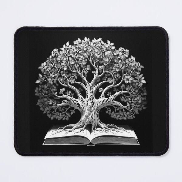 Item preview, Black and White Tree of Knowledge Book Art designed and sold by inkoutninja.