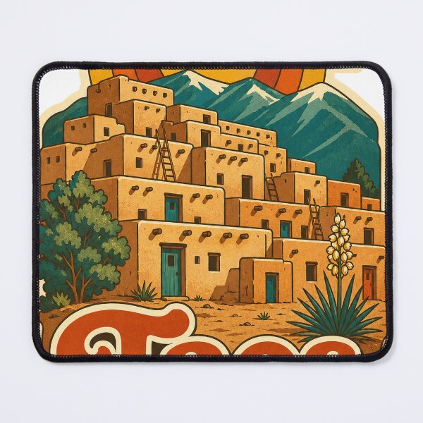 Item preview, Taos USA Travel Souvenir - Retro Illustration designed and sold by VisualArtsOasis.