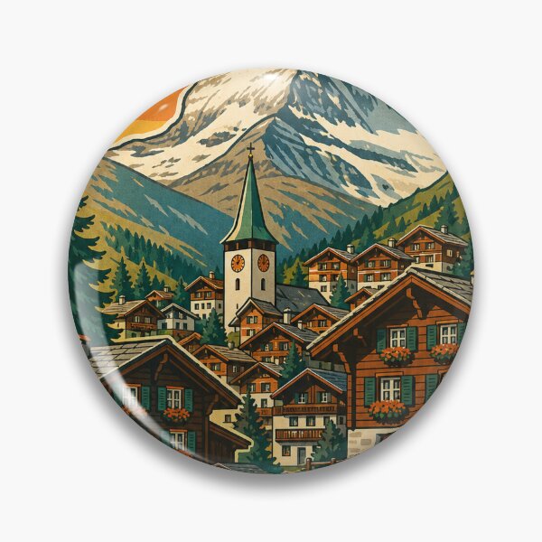 Item preview, Zermatt Switzerland Travel Souvenir - Retro Illustration designed and sold by VisualArtsOasis.
