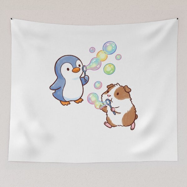 Item preview, Cute Penguin and Guinea Pig Blowing Bubbles designed and sold by TaiwanMemory.