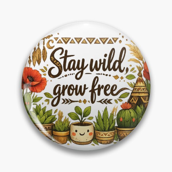 Item preview, Stay Wild Grow Free Boho Garden - Red Poppies and Cactus Art designed and sold by myforestfog.