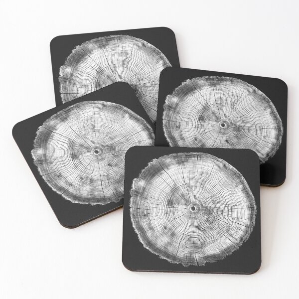 Item preview, Black and White Tree Ring Cross Section Art designed and sold by inkoutninja.