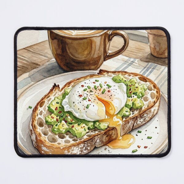 Item preview, Cozy Morning Avocado Toast and Latte Watercolor designed and sold by Itjung-Room.