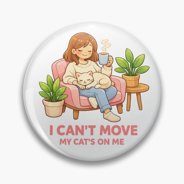 Item preview, I Can't Move My Cat's On Me - Cute Cozy Coffee Girl and Sleeping Kitty Art designed and sold by myforestfog.