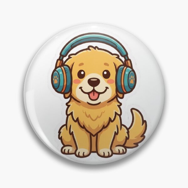 Item preview, Cute Golden Retriever with Headphones Sticker designed and sold by AmanPalCreates.