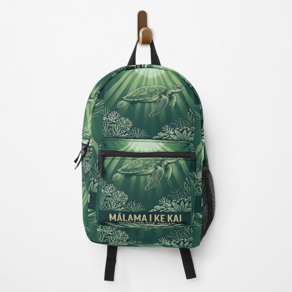 Item preview, Mālama I Ke Kai Care for the Ocean — Hawaiian Green Sea Turtle Honu Conservation Art Print Threads series. designed and sold by MālamaThreads.