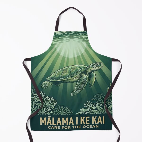 Item preview, Mālama I Ke Kai Care for the Ocean — Hawaiian Green Sea Turtle Honu Conservation Art Print Threads series. designed and sold by MālamaThreads.