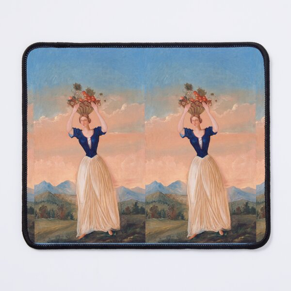 Item preview, Woman Carrying Fruit Basket at Sunset designed and sold by artofuniverse.