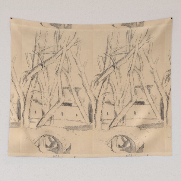 Item preview, Bare Trees Before a House Sketch designed and sold by artofuniverse.