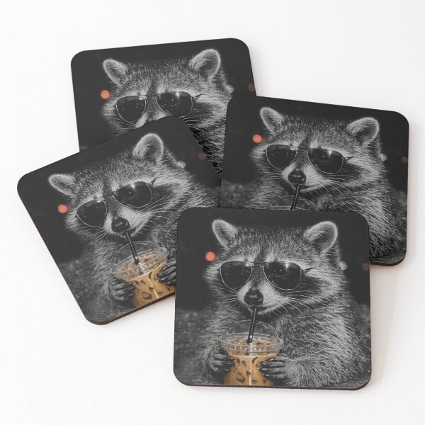 Item preview, Cool Raccoon Drinking Iced Coffee at Night - Corporate Trash Panda Coffee Lover Funny Animal Design designed and sold by DrimitStore.