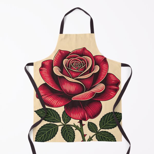 Item preview, A close-up of a single red rose woodcut print designed and sold by Ponted.