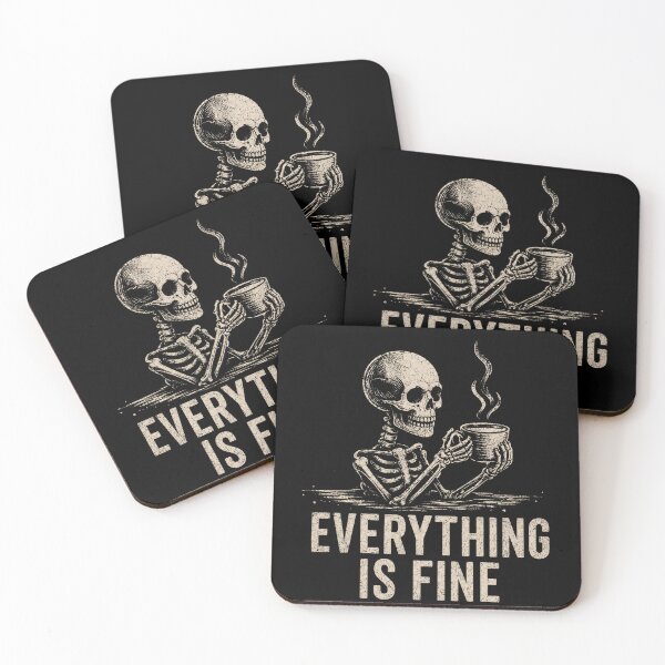 Item preview, Everything's fine! – Funny dark humor design for coffee lovers. Dark background version. designed and sold by FusiTink.