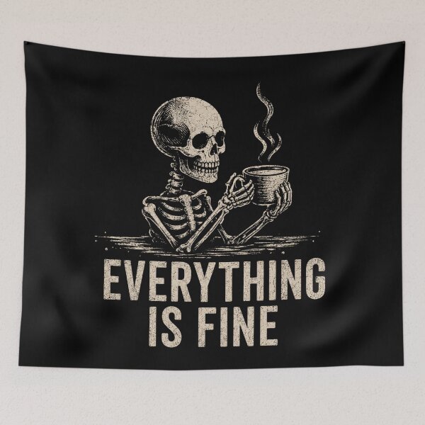 Item preview, Everything's fine! – Funny dark humor design for coffee lovers. Dark background version. designed and sold by FusiTink.
