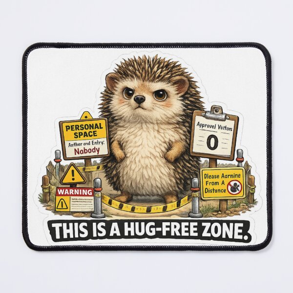 Item preview, This Is A Hug-Free Zone Funny Hedgehog Sticker designed and sold by ByAnad.