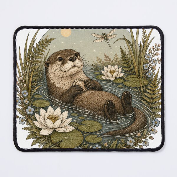 Item preview, River Otter Botanical Illustration Sticker | Woodland Nature Wildlife Art designed and sold by Lane L. Mälkin Design.