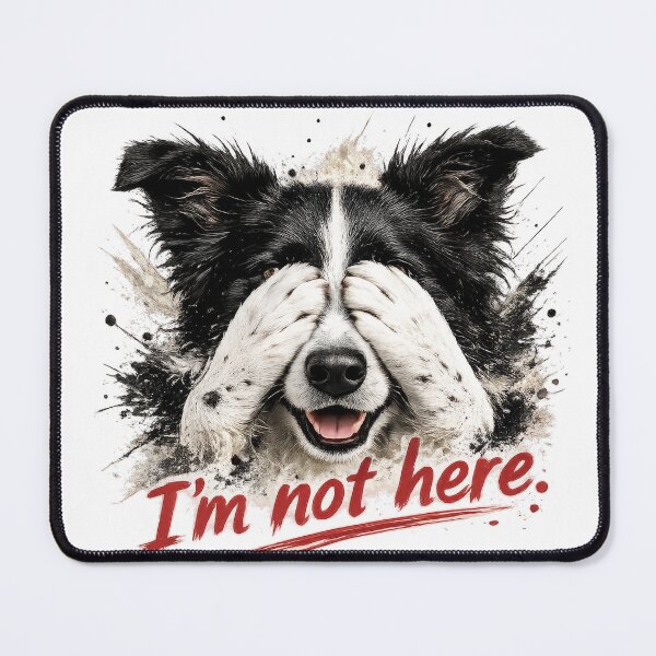 Item preview, I'm Not Here – Funny Border Collie Peekaboo Dog Art designed and sold by 88 Design.
