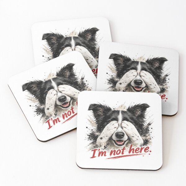 Item preview, I'm Not Here – Funny Border Collie Peekaboo Dog Art designed and sold by 88 Design.