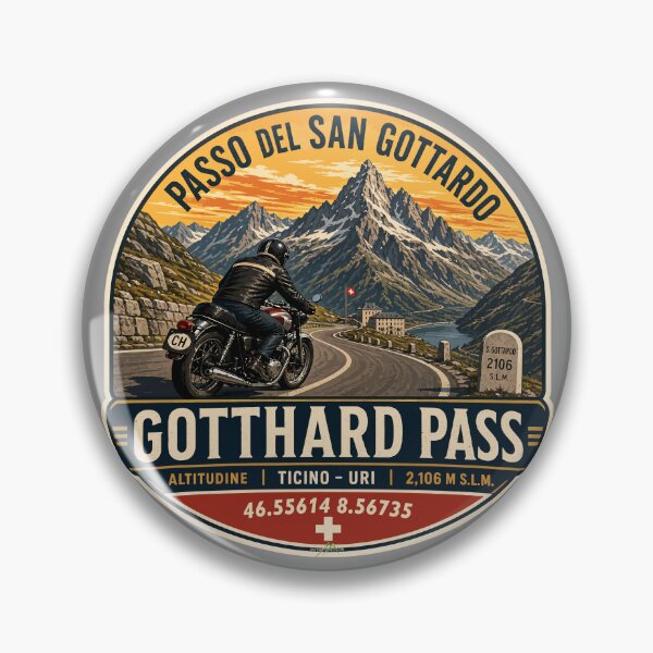 Item preview, Gotthard Pass Switzerland Gotthardpass Motorcycle Sticker TShirt 04 designed and sold by OuterShellUK.