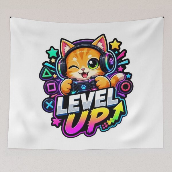 Item preview, Level Up Gamer Cat Sticker designed and sold by Stylestickers55.