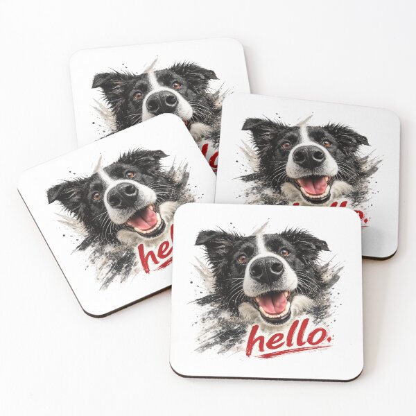 Item preview, Hello Border Collie – Happy Smiling Dog Splatter Art designed and sold by 88 Design.