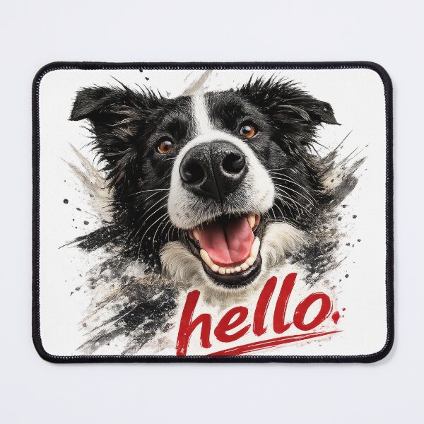 Item preview, Hello Border Collie – Happy Smiling Dog Splatter Art designed and sold by 88 Design.
