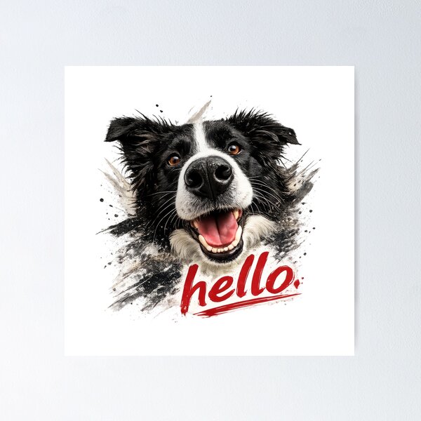 Item preview, Hello Border Collie – Happy Smiling Dog Splatter Art designed and sold by 88 Design.