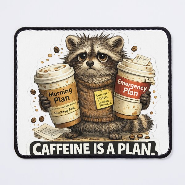Item preview, Caffeine Is A Plan Funny Raccoon Sticker designed and sold by ByAnad.