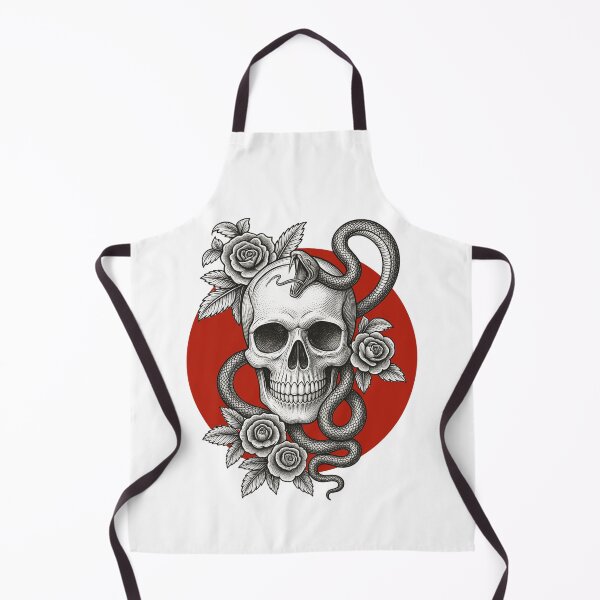 Item preview, Edgy Tattoo Skull, Serpent and Red Rose Design designed and sold by DAILYNEEDSS.