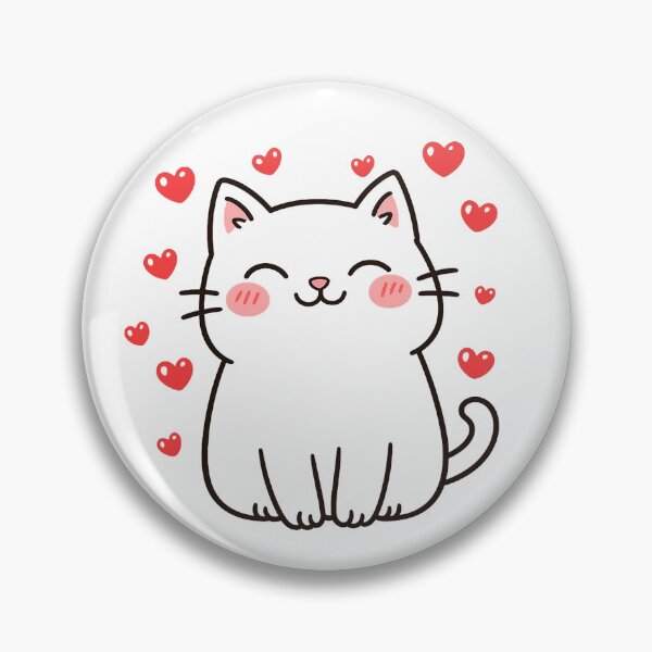 Item preview, Cute Kawaii Cat Hearts - Adorable Smiling White Kitten Art designed and sold by myforestfog.