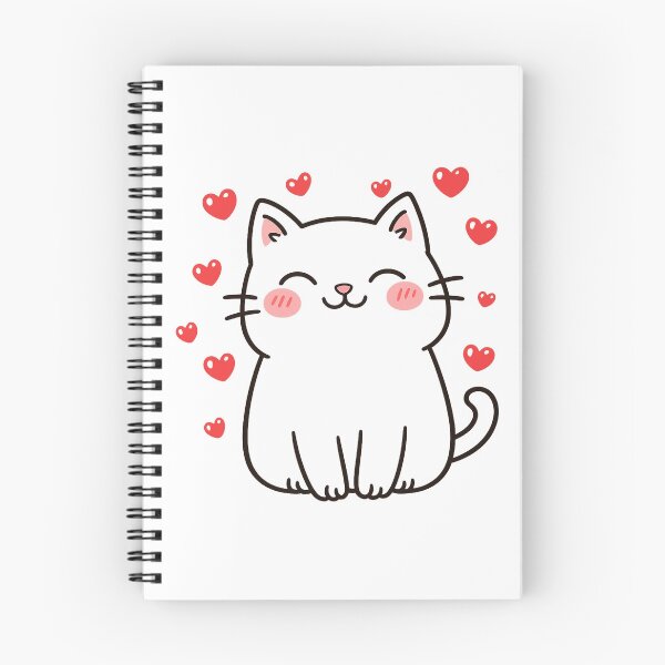 Item preview, Cute Kawaii Cat Hearts - Adorable Smiling White Kitten Art designed and sold by myforestfog.