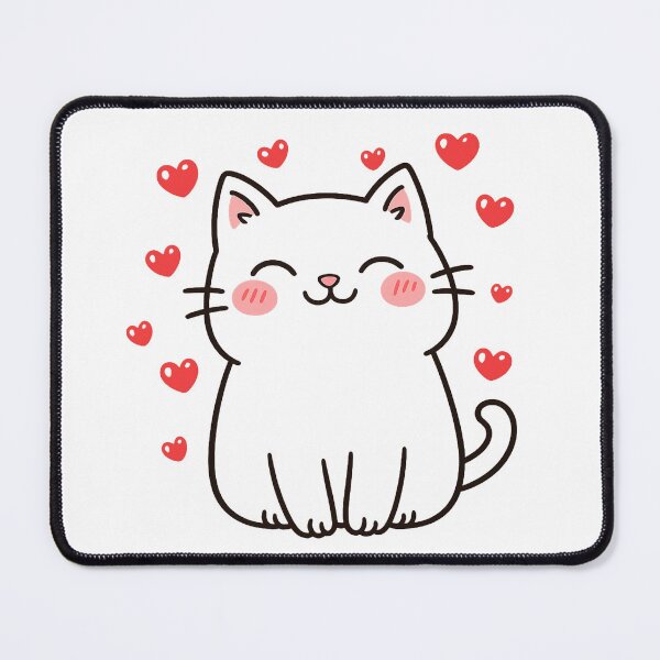 Item preview, Cute Kawaii Cat Hearts - Adorable Smiling White Kitten Art designed and sold by myforestfog.