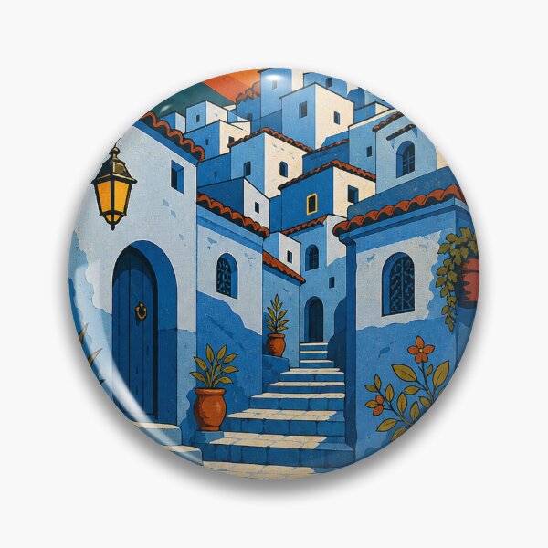 Item preview, Chefchaouen Morocco Travel Souvenir - Retro Illustration designed and sold by VisualArtsOasis.
