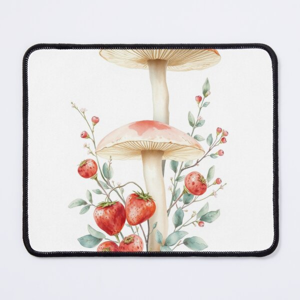 Item preview, Watercolor Mushroom and Strawberry Botanical Art designed and sold by Vida e Arte.