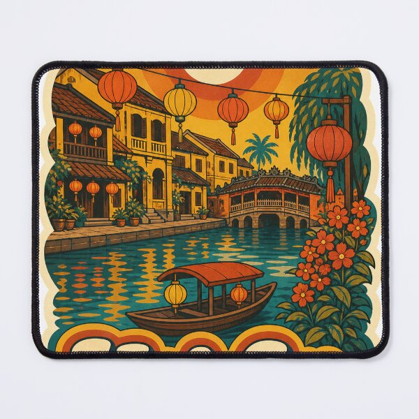 Item preview, Hoi An Vietnam Travel Souvenir - Retro Illustration designed and sold by VisualArtsOasis.